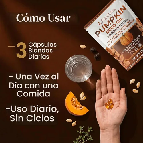Vista 6 de Aceite de semilla de calabaza con palma enana, beta-sitosterol