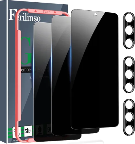 Vista 12 de Ferilinso - Protector de pantalla de privacidad para Samsung Galaxy S26, vidrio templado 3 Pack, 9H+ Hardness, Military-Grade Shatterproof, Case