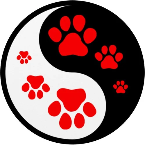 Vista 3 de Pata de perro con diseño de pata de perro, color rojo, blanco y negro