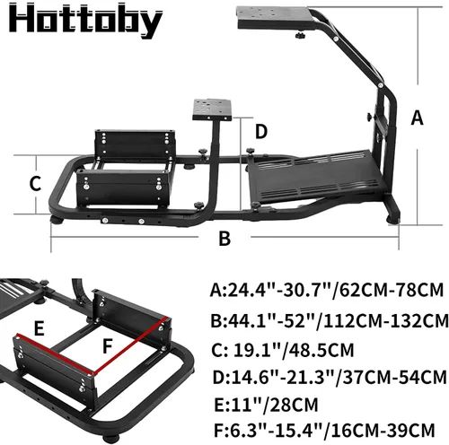 Vista 6 de Hottoby Driving Wheel Stand Racing Cockpit with Racing Seat Fit for PCXboxPS4 Racing Simulator Stand for Logitech G25 G27 G29 G920 G923 Thrustmaster