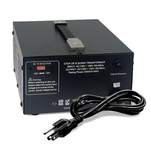 Vista 3 de LiteFuze Convertidor Transformador de Voltaje de 2000 Vatios para Japón Elevador/Reductor - 100v a 120v / 120v a 100v Convertidor de Energía Japonés