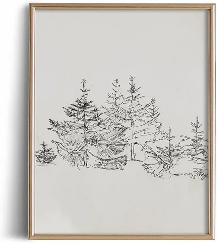 Vista 14 de Dibujo de Edificios de Ciudad en Estilo Rústico en Gris - Grabado de Arquitectura Urbana en Poster - Arte de Pared Vintage de Granja - Bosquejo Gris