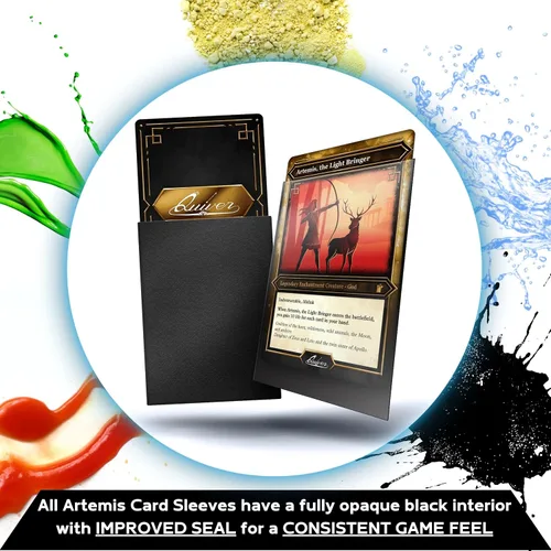 Vista 3 de Quiver Time 200 fundas de cartas negras estándar Artemis para tarjetas Magic: the Gathering Cards - Fundas protectoras de tarjetas TCG mate