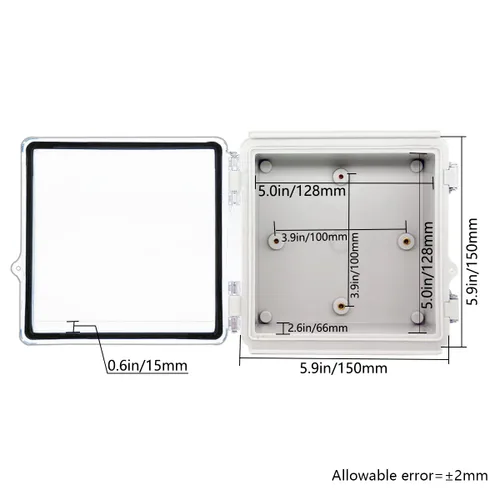 Vista 5 de Zulkit Caja de conexiones IP67 Caja eléctrica impermeable para proyectos con cubierta transparente con bisagras, cierre de acero inoxidable, carcasa