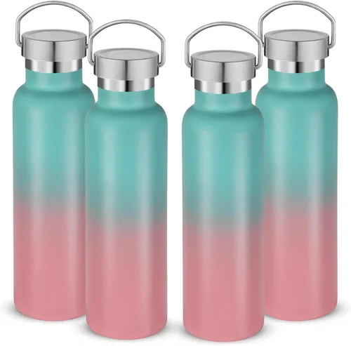 Vista 19 de Neihepal Botellas de agua de acero inoxidable negras, botella de viaje de doble pared con aislamiento al vacío de 20 onzas con tapa a prueba