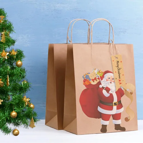 Vista 5 de Anwyll Pequeñas etiquetas de regalo de Navidad – 100 etiquetas de regalo de Navidad con cuerda, ciervos, etiqueta de envoltura de regalo de Feliz