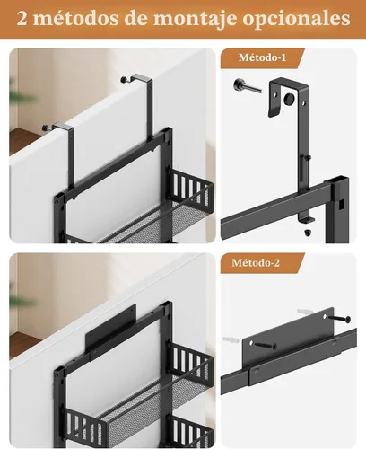Vista 5 de POKIPO Organizador de Despensa de 8 Niveles Sobre la Puerta, Estante Grande de Metal para Especias en Puerta con Canasta Ajustable, 2 en 1 Montaje
