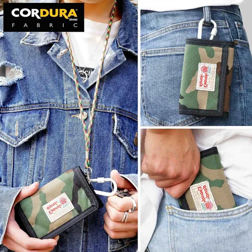 Vista 2 de Rough Enough - Cartera de camuflaje para niños y adolescentes con llavero de cordón triple
