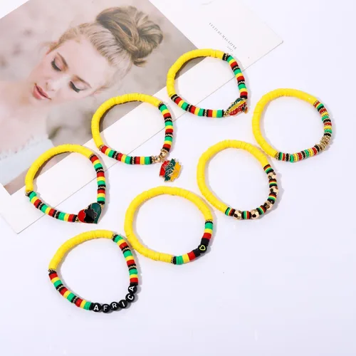Vista 171 de Surfer Heishi - Pulseras apilables para mujer, apilables, de vinilo arcoíris, disco de arcilla, pulseras elásticas para la amistad, joyería bohemia