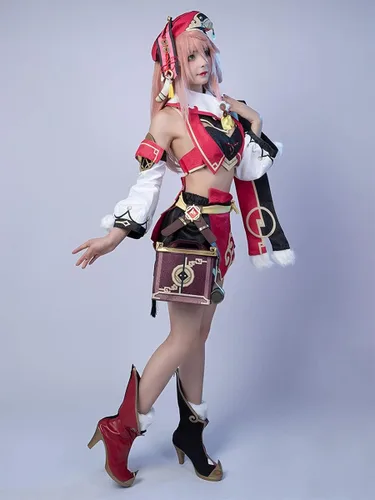 Vista 3 de Cosfun Genshin Impact Yanfei Cosplay traje jacquard versión C00480