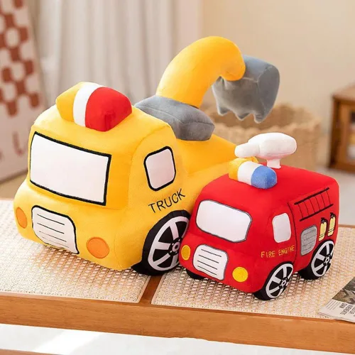 Vista 4 de XIYUAN Cojín de peluche rojo de autobús escolar con diseño de caricaturas, cojín de felpa para regalo de cumpleaños de niños (11 x 7 x 6 pulgadas)