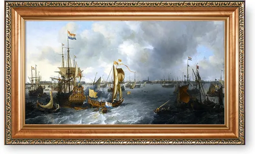 Vista 72 de A&T ARTWORK A Brisk Breeze por Willem van de velde Reproducciones de pintura de velero, impresiones en lienzo giclée para decoración del hogar, 20 x