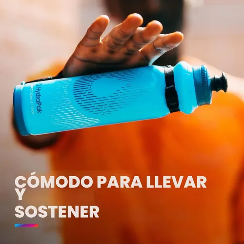 Vista 3 de HydraPak Tempo Pro 400ml - Botella de mano para correr y exprimir para hidratación en entrenamiento y día de carrera con correa removible Negro