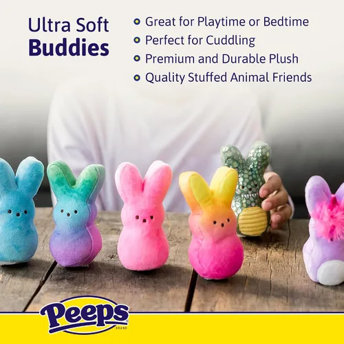 Vista 4 de Animal Adventure Peeps 4" Juguete de peluche de conejo Palm Pet coleccionable Azul