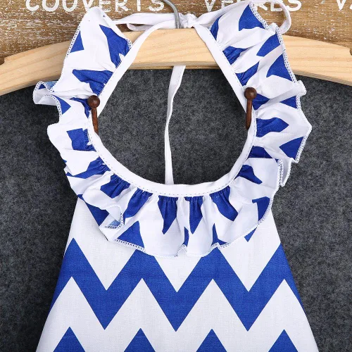 Vista 3 de Vestido largo de verano con diseño de rayas onduladas y espalda descubierta, para niñas