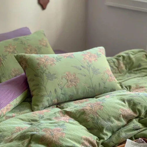 Vista 8 de Fundas de almohada de flores rosadas, 2 piezas, fundas de almohada de cama florales con elegantes lazos, 100% algodón, fundas de almohada estándar