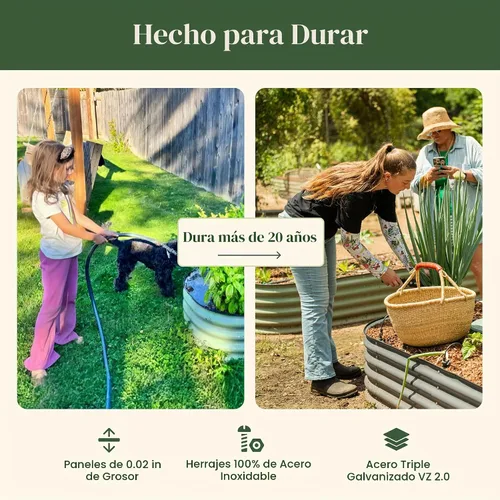 Vista 3 de Vego garden Jardinera elevada redonda de 32 pulgadas de alto y 42 pulgadas para jardín, para verduras, flores, patio, gris moderno