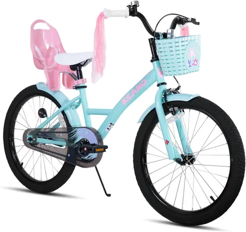 Vista 13 de KEANO Zinnia 14 16 20 Inch Kids Bike for Girls Ages 3-10 Years, Girls' Bikes with Training Wheels, Streamers, Basket and Doll Seat, Children Bicycles