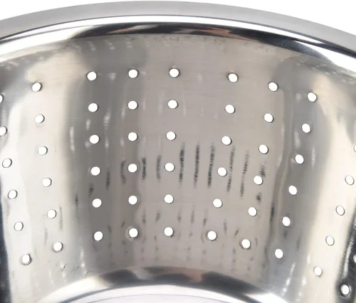 Vista 7 de Colador microporoso de acero inoxidable, cesta de lavado de verduras 304 Colador de cocina de acero inoxidable Escurridor de cuenco de metal