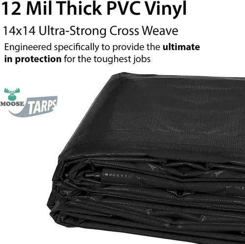 Vista 2 de Lona resistente, lona 100% impermeable de vinilo de PVC de 12 mil de grosor para camping, cubierta protectora gruesa multiusos, a prueba de clima