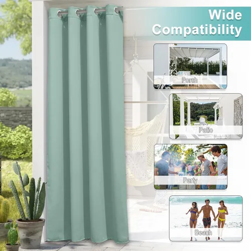 Vista 4 de NICETOWN Cortina para Exteriores para Patio Impermeable de 84 Pulgadas de Ancho, Aislamiento Térmico con Ojales Antioxidantes Bloqueo UV Cortina