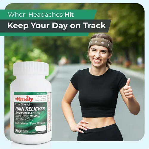 Vista 7 de TIME-Cap Labs Acetaminofeno extra fuerte 250mg con aspirina 250mg y cafeína 65mg comprimidos – Alivio del dolor de triple acción para migrañas