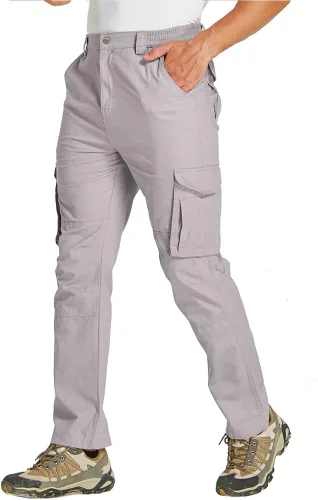 Vista 3 de Pantalones cargo clásicos de algodón casual para hombre con 7 bolsillos