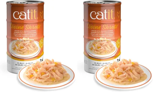 Vista 5 de Catit Divine Shreds in Jelly, adorno prémium para comida para gatos, paquete múltiple de pollo