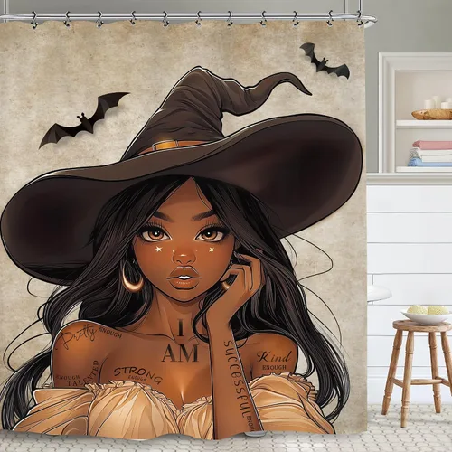 Vista 24 de Cortina de ducha inspiradora afroamericana de 60 pulgadas de ancho por 71 pulgadas de alto, con citas motivacionales positivas de la Biblia, tela