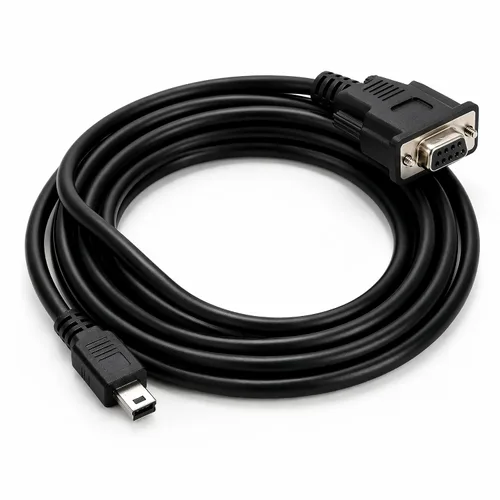 Vista 5 de Adaptador USB a serie RS232, USB Mini 5 pines macho a DB9 9 pines hembra convertidor serie cable 1.8M/6 pies (ángulo recto mini USB a serie RS232)