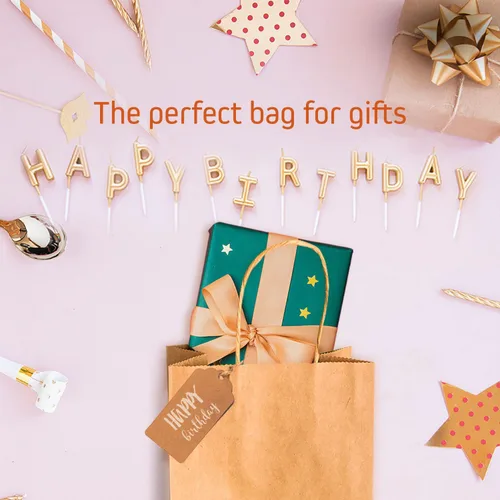 Vista 6 de Kraft Paper Bags with Twisted Handles-8x4.25x10.5 inches, Bulk Multiuse Solid Print Bags, Perfect for Any Occasion, 50 Pack, White