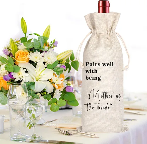 Vista 5 de Maydvdv Bolsa de vino para madre de la novia Regalo de madre del novio Regalo de boda en ley Regalos para padres de novia y novio Bolsa