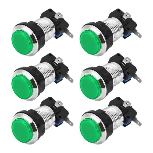 Vista 5 de uxcell Botón pulsador de juego 1.299 in redondo interruptor de botón con micro interruptor para videojuegos arcade azul 6pcs