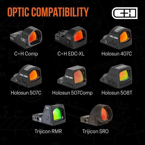 Vista 3 de C+H Placa de montaje Red Dot compatible con Walther PDP 1.0/2.0 Compatible con Trijicon RMR/SRO Holosun 407C/507C/507C/507Comp/508T Fabricado