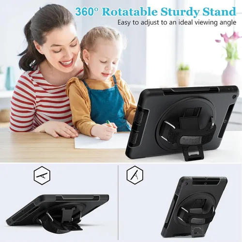 Vista 3 de Funda para iPad de 6ª/5ª generación de 9.7 pulgadas: Funda de TPU para iPad 9.7 (2018/2017) y iPad Air 2 de 9.7" con protector de pantalla - Soporte