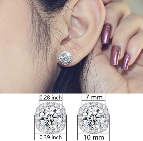 Vista 2 de SENCLE Aretes de plata de ley S925 con circonita cúbica chapada en oro blanco y amarillo de 18 quilates para mujer