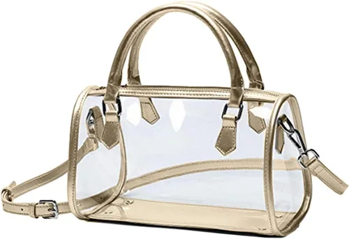 Vista 11 de Bolso transparente para mujer, bolso de hombro con asa superior, bolso de PVC Negro