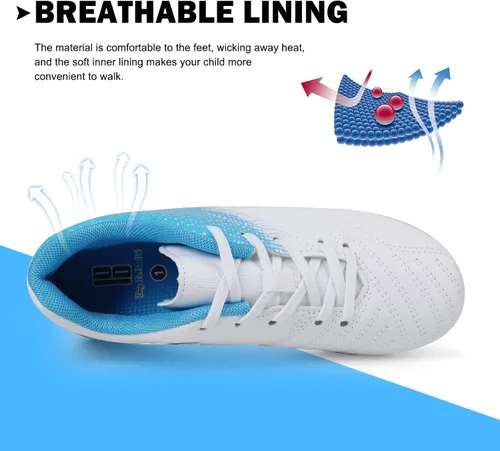 Vista 4 de Brooman - Zapatos deportivos con tacos para niños y niñas, zapatos de fútbol para usar al aire libre