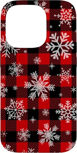 Vista 17 de Snowflakes Snow Snowing Christmas Winter Red Black Plaid Case for iPhone 17
