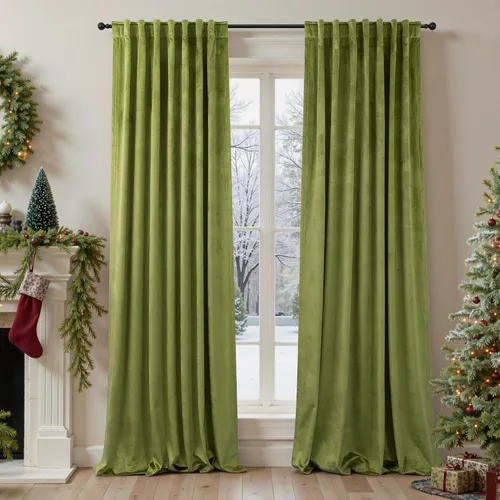 Vista 38 de Cortinas de terciopelo opacas para oscurecer la habitación de 63 pulgadas de largo para sala de estar, comedor, 2 paneles, privacidad pesada