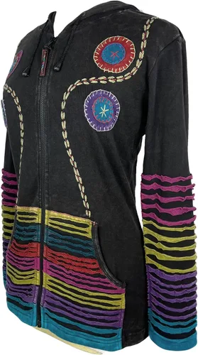 Vista 31 de Agan Traders Chaquetas bohemias con cremallera para mujer, con parches de teñido anudado, sudaderas ligeras con capucha para mujer 2025