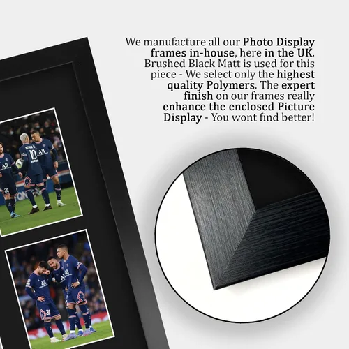 Vista 6 de HWC Trading Kylian Mbappe, Lionel Messi y Neymar Jr Paris Blue and Reds - Memorabilia impresa con autógrafo, para fanáticos del fútbol y seguidores