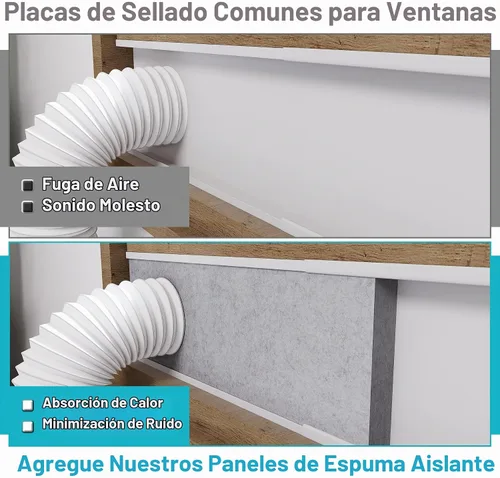 Vista 8 de Paneles de espuma aislante de doble capa para aire acondicionado portátil, kit de ventilación de ventana, kit de ventana de ventilación de secadora