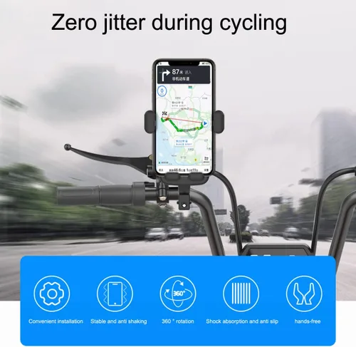 Vista 3 de Soporte de teléfono para manillar de bicicleta, soporte de teléfono de motocicleta, abrazadera de teléfono para manillar de motocicleta, clip