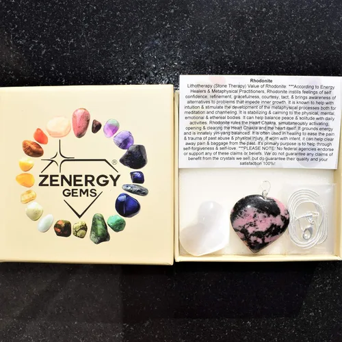Vista 7 de Zenergy Gems - Collar con dije de corazón, piedras preciosas naturales del Himalaya en forma de corazón + cadena de plata de 20 + corazón de carga