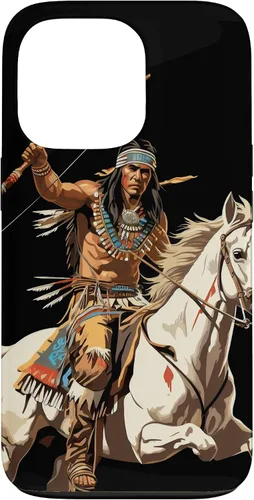 Vista 10 de Funda para iPhone 16 nativo americano jefe indio caballero guerrero Cherokee