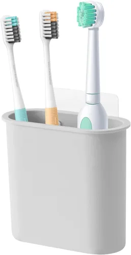 Vista 10 de Paquete de 2 soportes para cepillos de dientes montado en la pared, soporte autoadhesivo para cepillo de dientes para baño, cepillo de dientes