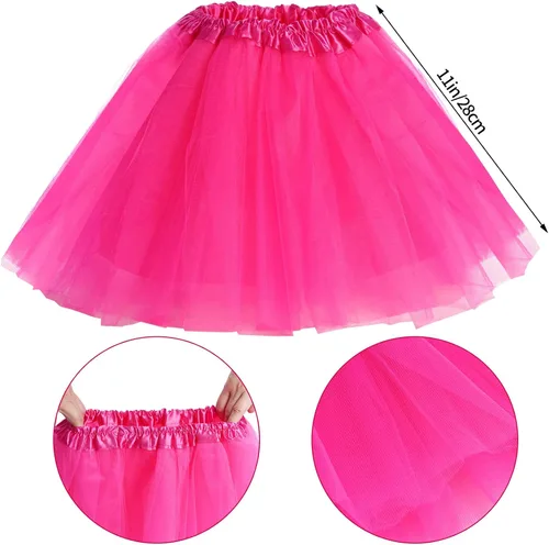 Vista 2 de jiebor Accesorios de disfraz de los años 80 para niñas, falda tutú, calentadores de piernas, guantes de red, obturador, diadema de cristal, collar