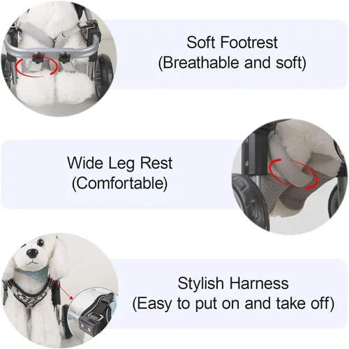 Vista 3 de Dog Wheelchair for Back Legs, Pet Wheelchairs with Disabled Hind Legs Walking, Mobility Aids for Small Medium Pets Hind Limbs, Dogs Carts with 2
