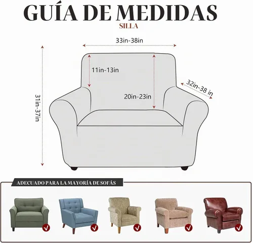 Vista 3 de ANARACHON - Funda elástica para sillón con aspecto de piel, 1 pieza Negro